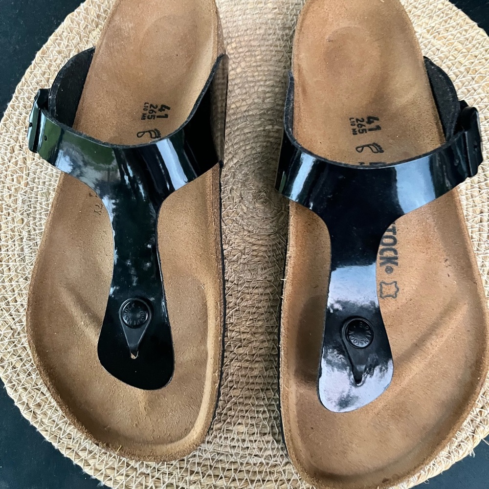 Birkenstock Black Patent Leather Sandals Size 41 10-10.5